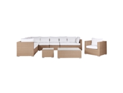 Conjunto de Sala de Estar para Jardín BELIANI Xxl de Ratán Sintético Blanco 326X220X65