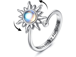 2026-anillo De Dedo Giratorio Ajustable Plata Girasol Piedra Lunar Estrella Luna Lotus Para Moda Y Antiestrés