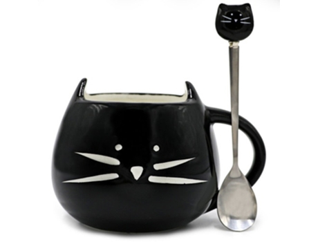 Taza XGF Cerámica linda gato tazas con cuchara Tazas de leche de té de café con mango 400ml Taza de drenaje Niza regalos | Taza del gato | Taza con...