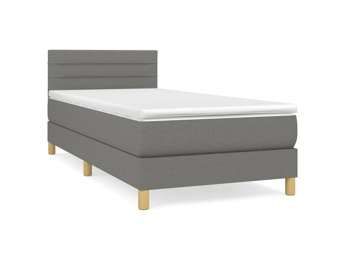 Maison Exclusive - Cama Box Spring Con Colchón Tela Gris Oscuro 100x200 Cm
