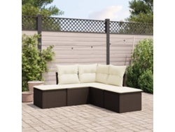 Conjunto de sofá de jardín de 5 piezas con cojines de ratán marrón Lovely Home