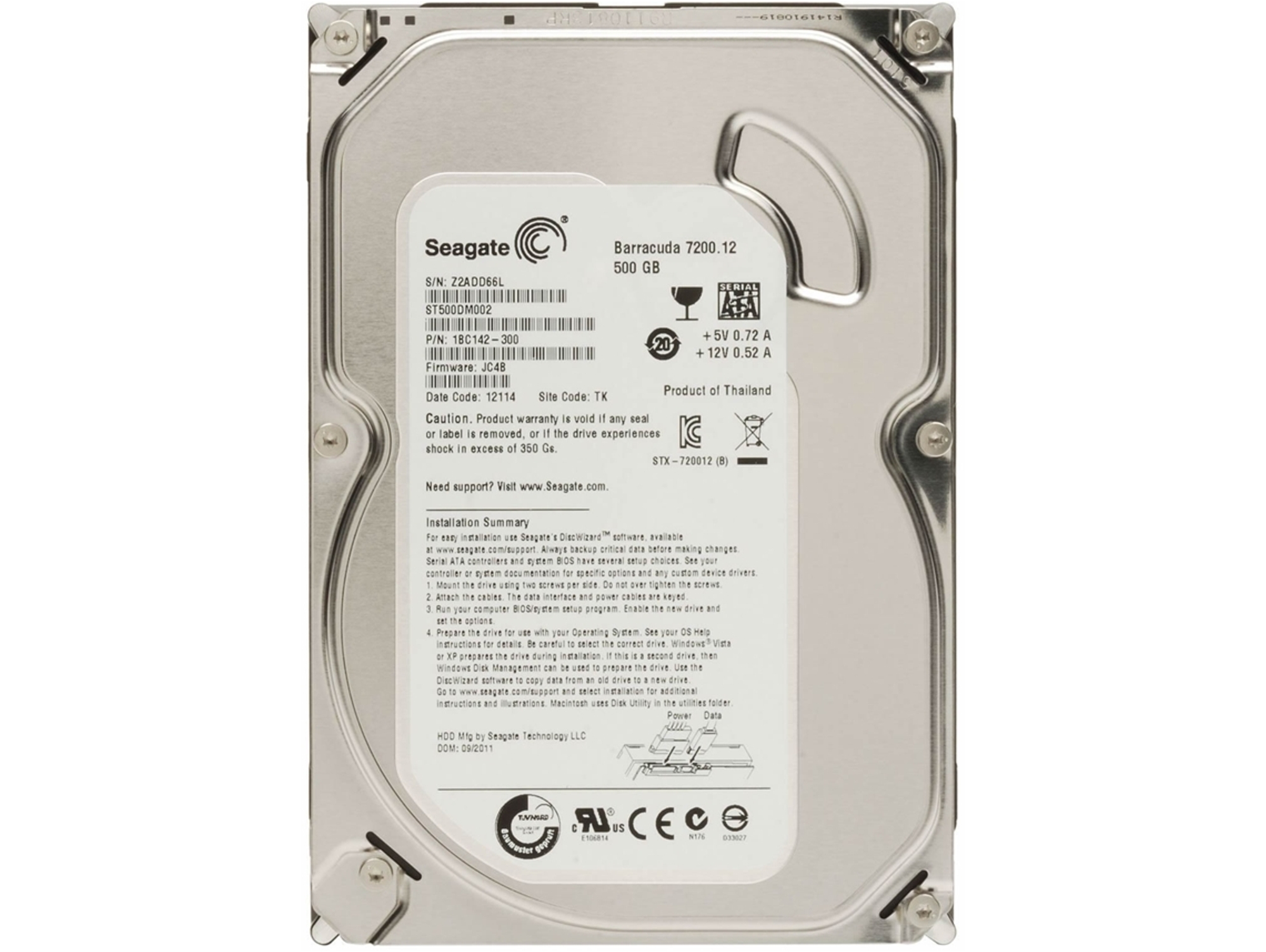 Disco HDD Interno SEAGATE ST500DM002 (500 GB - SATA - 7200 RPM)