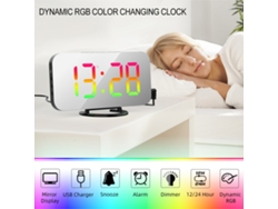 2026 Store-reloj Despertador Digital Con Luz Rgb Dinámica Dimmable, Función Snooze, Puerto Usb Y Espejo Para Dormitorio Oficina