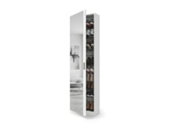 Zapatero alto de 1 puerta con espejo 180x50 cm Roma Blanco Brillo 50 x 180 x 20 cm