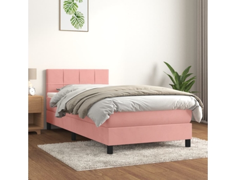 Cama con somier VIDAXL (Rosa - Terciopelo - 203 x 90 x 88 cm)