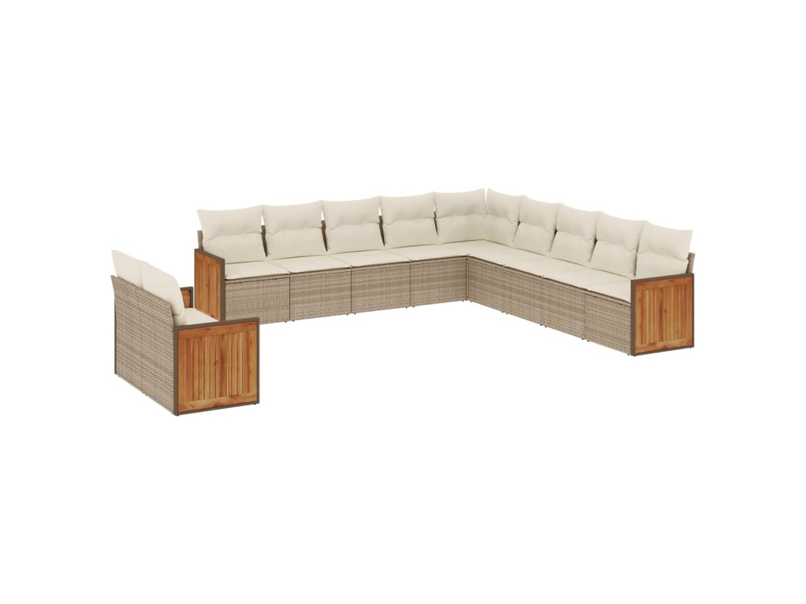 Maison Exclusive - Set De Sofás De Jardín 11pzas Con Cojines Ratán Sintético Beige