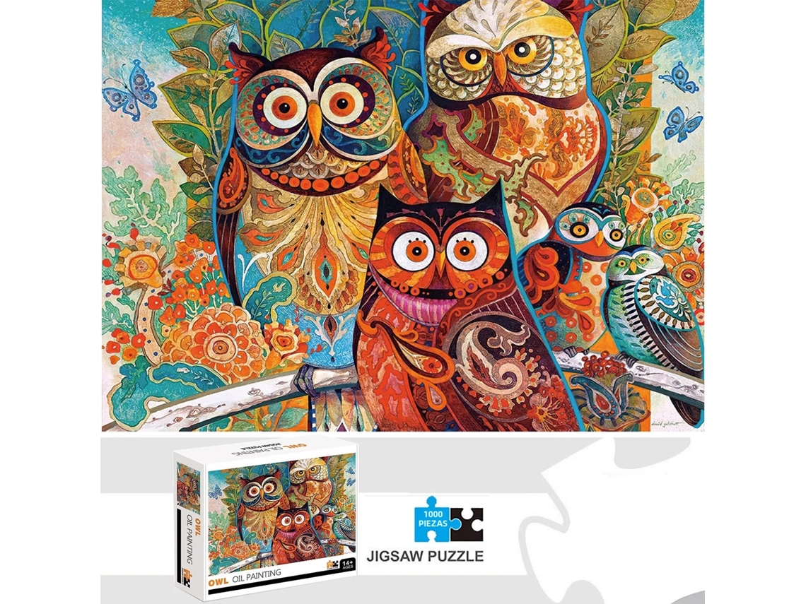 Rompecabezas De Pintura Al Óleo De Búho De 1000 Piezas, Juego Educativo Para Adultos, Rompecabezas De Piso, Juguete Educativo