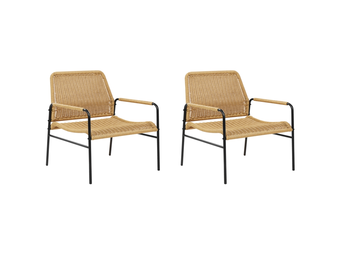 Conjunto de 2 sillas BELIANI Prasimo de Ratán sintético Natural 63x67x78
