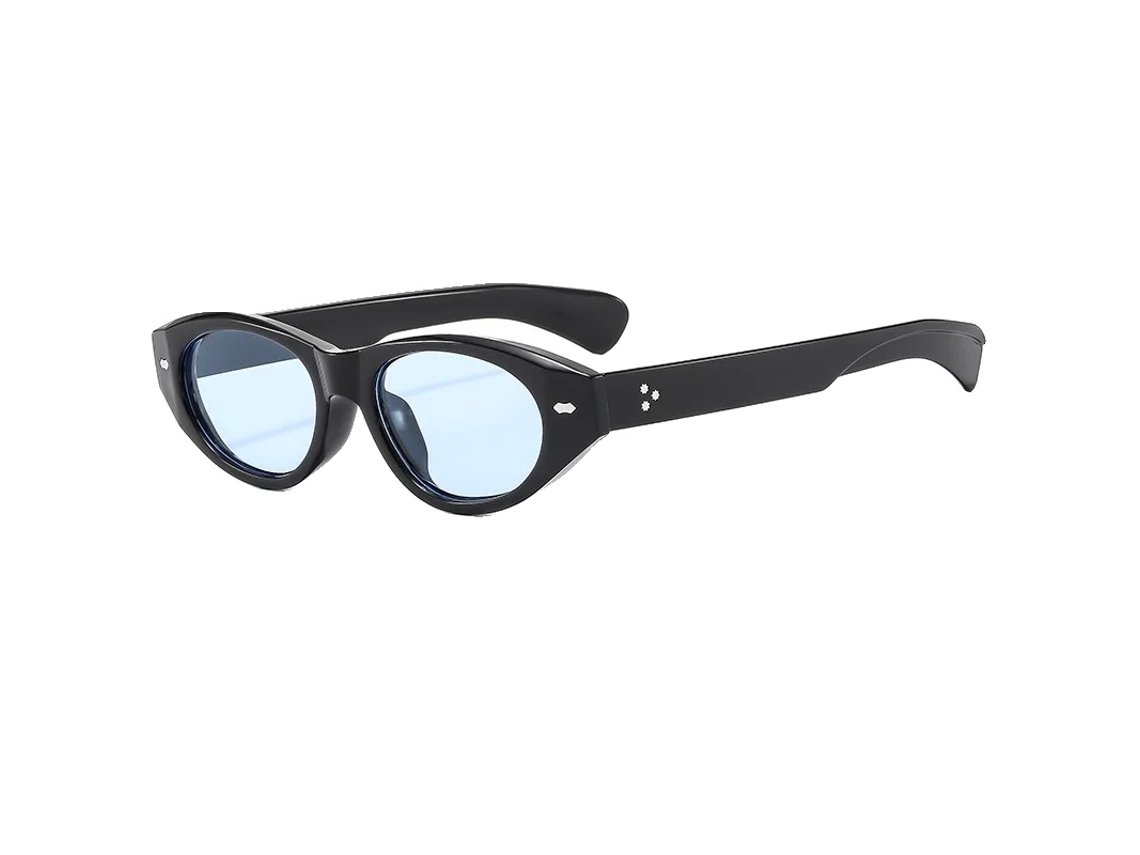 Gafas de sol estilo ovalado retro, protección UV400, como se muestra en la imagen (Imagen B), color negro y azul.