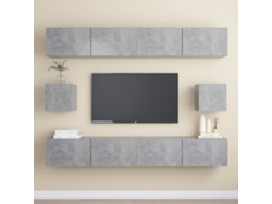 6 Pzs Pack de Muebles de Armario Tv Contrachapado Gris Cemento