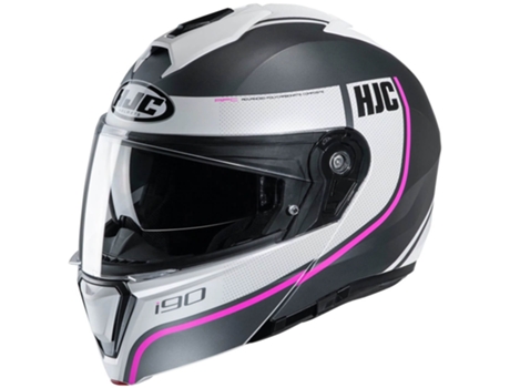 Casco HJC i90 Davan Female Color Mate-Negro-blanco-fucsia Talla M