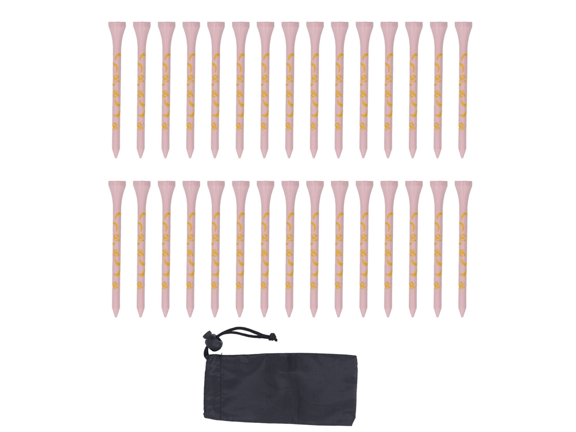 30 Palos De Golf De Bambú De 8 Cm Con Estampado De Calavera, Accesorio De Golf Rosa, Madera Sostenible.
