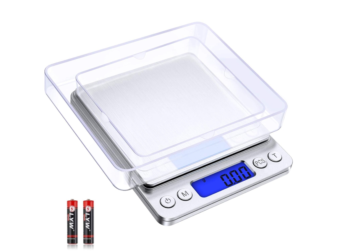 Báscula de cocina digital [0,01 g/500 g], precisión de 0,01 g, pantalla LCD.