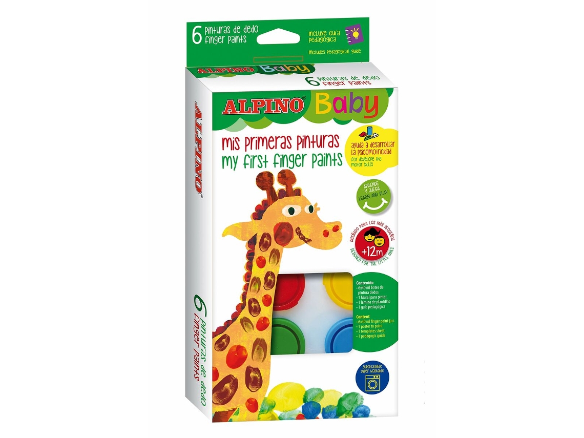 Juego Creativo ALPINO Pintura de Dedos  Baby Multicolor 6 Piezas (Edad Mínima Recomendada: 1 año)