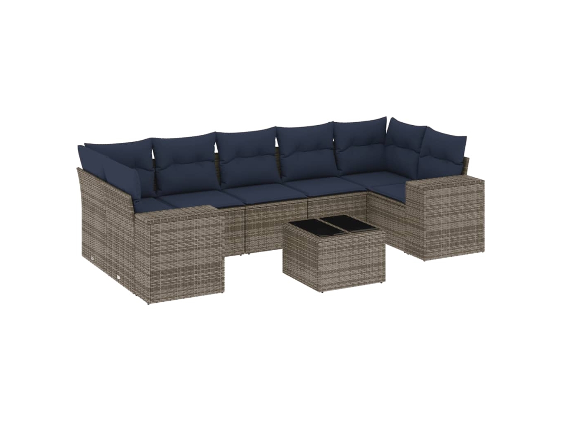 Maison Exclusive - Conjunto De Sofá De Jardín De 8 Piezas Con Cojines, Poliratán Gris