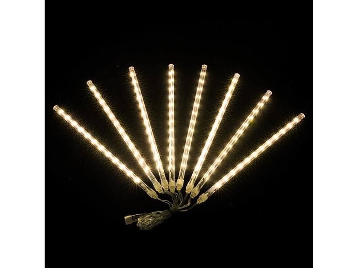 Cadena de luces LED para árbol de Navidad, 30 cm, 50 cm, 8 tubos, resistente al agua, lluvia de meteoritos, color blanco cálido, 30 cm