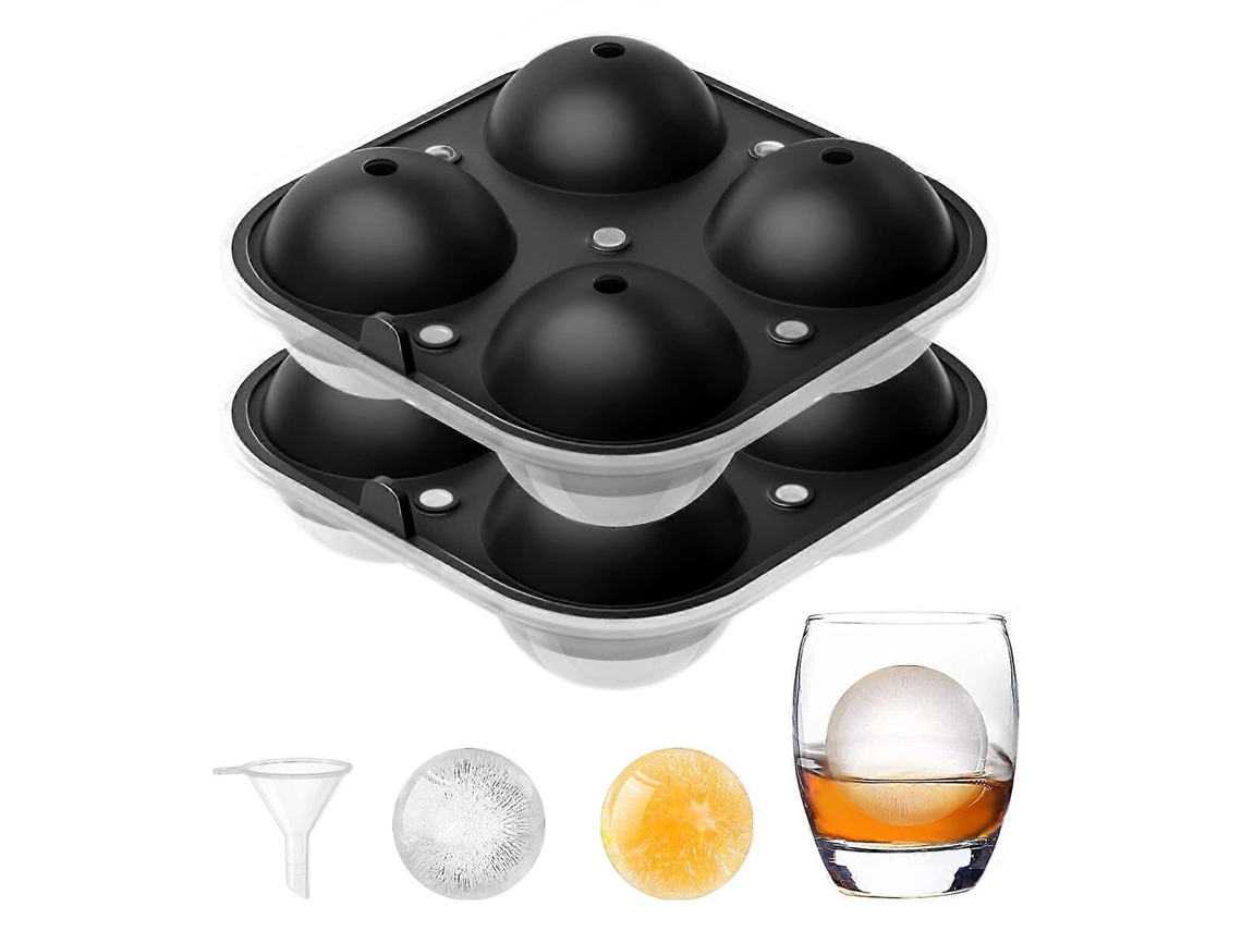 Molde De Hielo De Silicona Bpa Free Certificado Lfgb Para Bolas Grandes Con Embudo Para Whiskey Cocktail Bebidas Frías (8 Bolas)