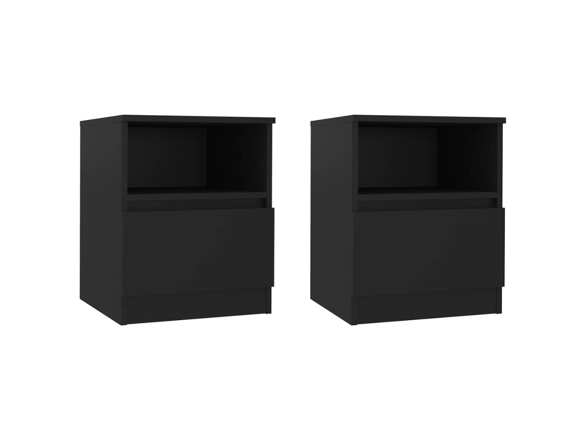 Mesitas de Noche LOVELY HOME Mesinha 2 Pcs 40X40X50 Cm Contraplacado Preto