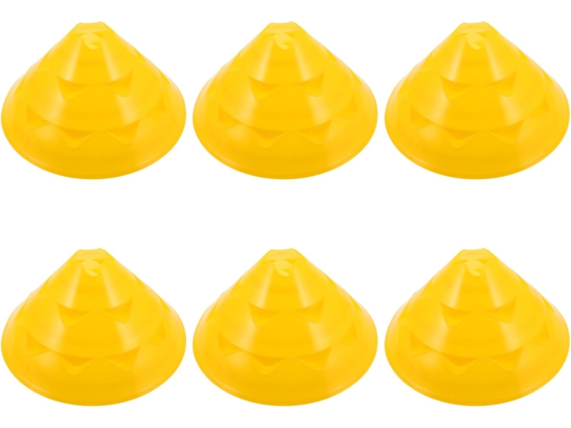 Juego de 6 conos amarillos para entrenamiento de agilidad, 29 x 18,8 cm, plástico.