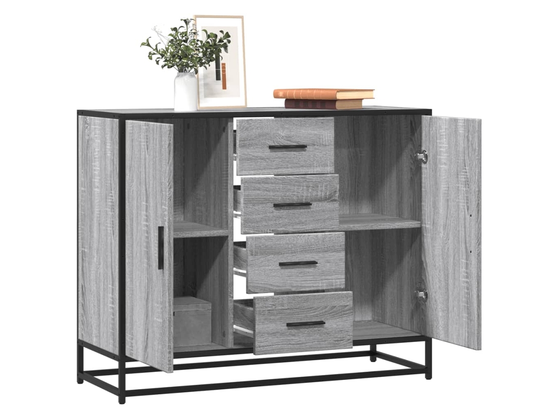Aparador | Mueble De Comedor | Buffet De Madera De Ingeniería Gris Sonoma 92x35x76 Cm Wsd88139