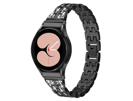 Correa de metal 5 cuentas 2 filas diamantes de imitación brillantes para Samsung Galaxy Watch4 Active 40mm/44mm/Watch4 Classic 42mm/46mm - negro