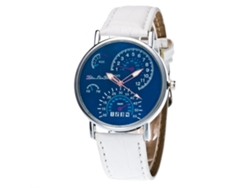 Reloj De Pulsera De Cuarzo Para Hombre Con Correa De Pu, Estilo Moderno, Pantalla Analógica, Blanco.