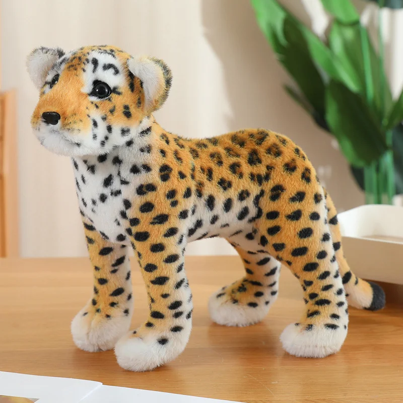 Cojín de peluche realista para decoración del hogar MDUG (Leopardo amarillo 28x48 cm)
