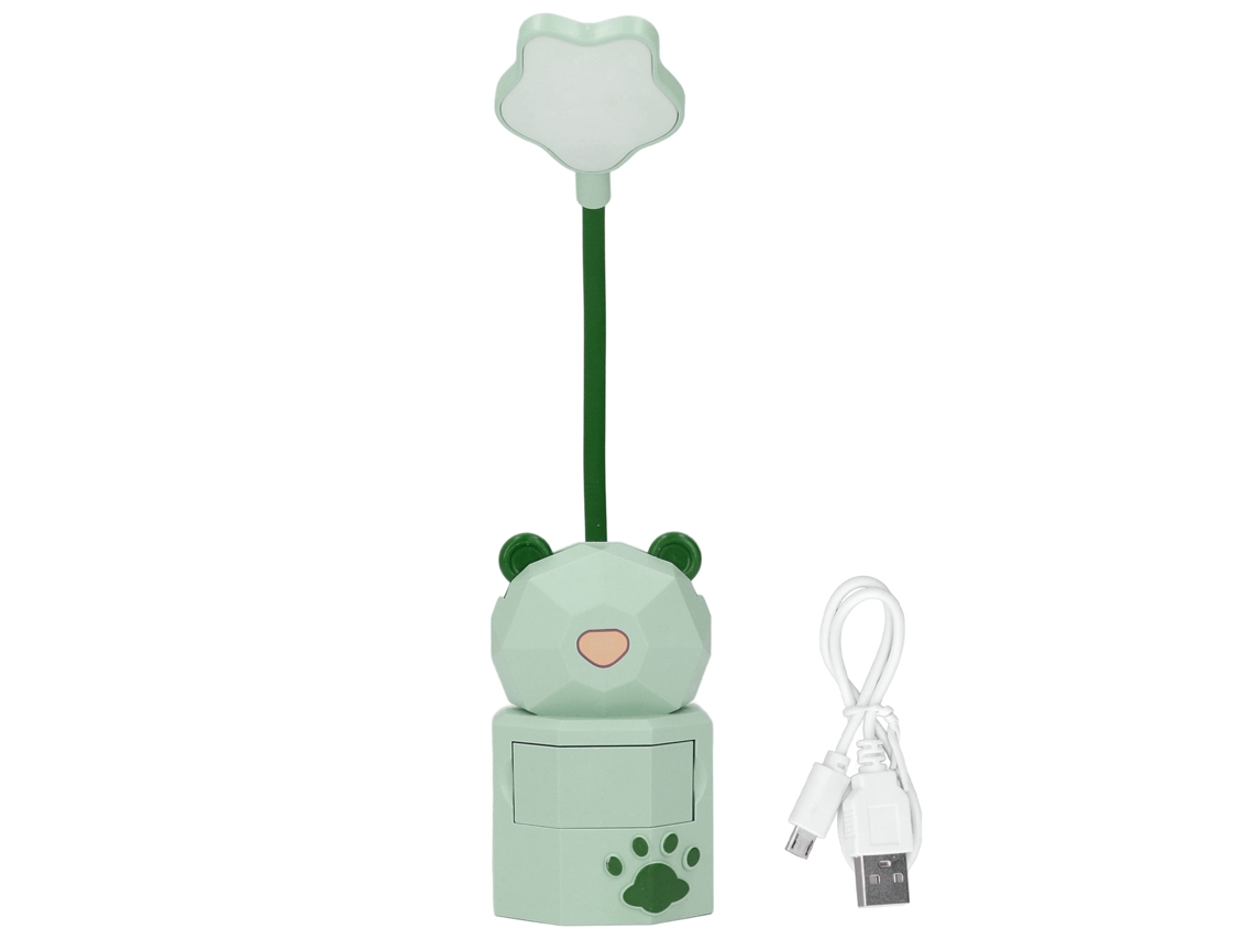 Lámpara de escritorio LED con forma de dibujos animados con protección para los ojos, luz nocturna para leer, carga USB, ideal para dormitorio o dormitorio.