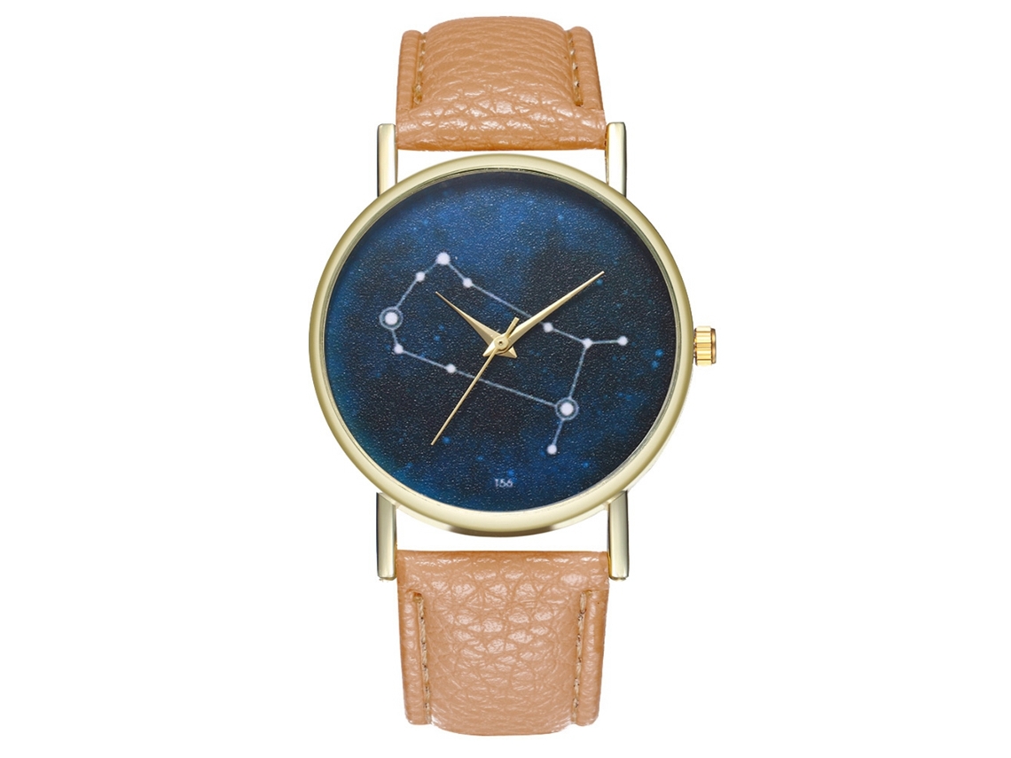 Reloj De Pulsera Unisex Zhoulianfa Constellation Con Correa De Piel Sintética Y Movimiento De Cuarzo Beige.