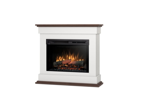 Chimenea LED eléctrica independiente LENOX 26' Blanco mate / Roble 97 x 88 x 29 OUTINFIRE