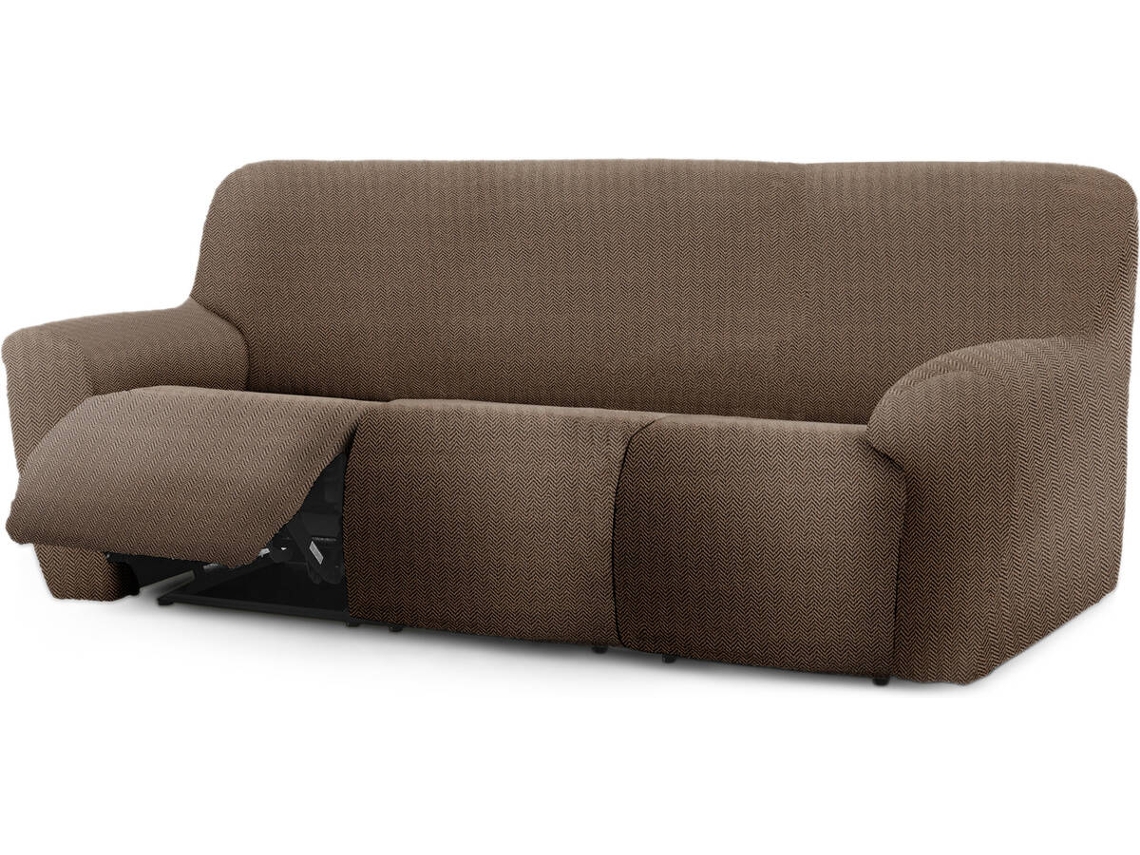 Funda de Sofá Relax Extensible 3 Plazas x 3 EYSA Premium Jaz Tejido Multielástico (200-260 cm - Poliéster y Algodón - Marrón)