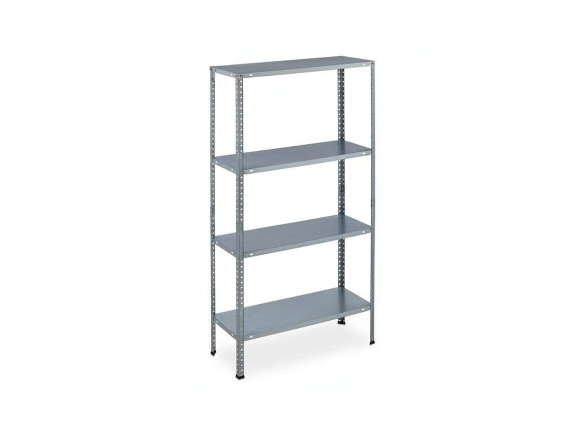 Relaxdays Prateleira De Metal Galvanizado, Hbd: 145x75,5x30 Cm, 4 Níveis, Até 160 Kg, Para Montagem, Aço, Prateada