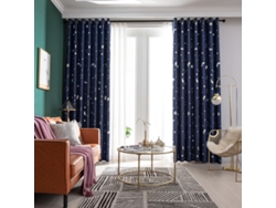 Juego de 2 cortinas opacas con diseño de estrellas y lunas plateadas, aislamiento térmico y bloqueo de luz, para dormitorio y salón (Portugal)