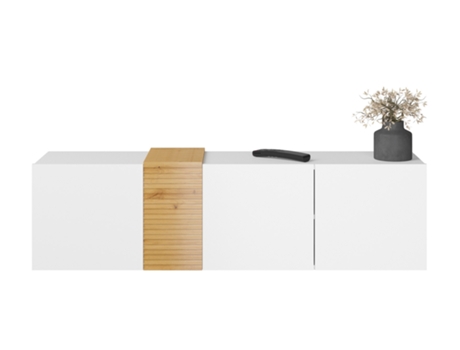 Mueble de TV AKL FURNITURE PRIVATE Vanta (Blanco Puro Brillante - Madera de ingeniería - 160x38x44 cm)
