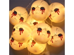 Tiras De Luces Led Con Forma De Fantasmas Terroríficos, 3 Metros, 20 Luces, Blanco Cálido, Ideales Para Festivales.