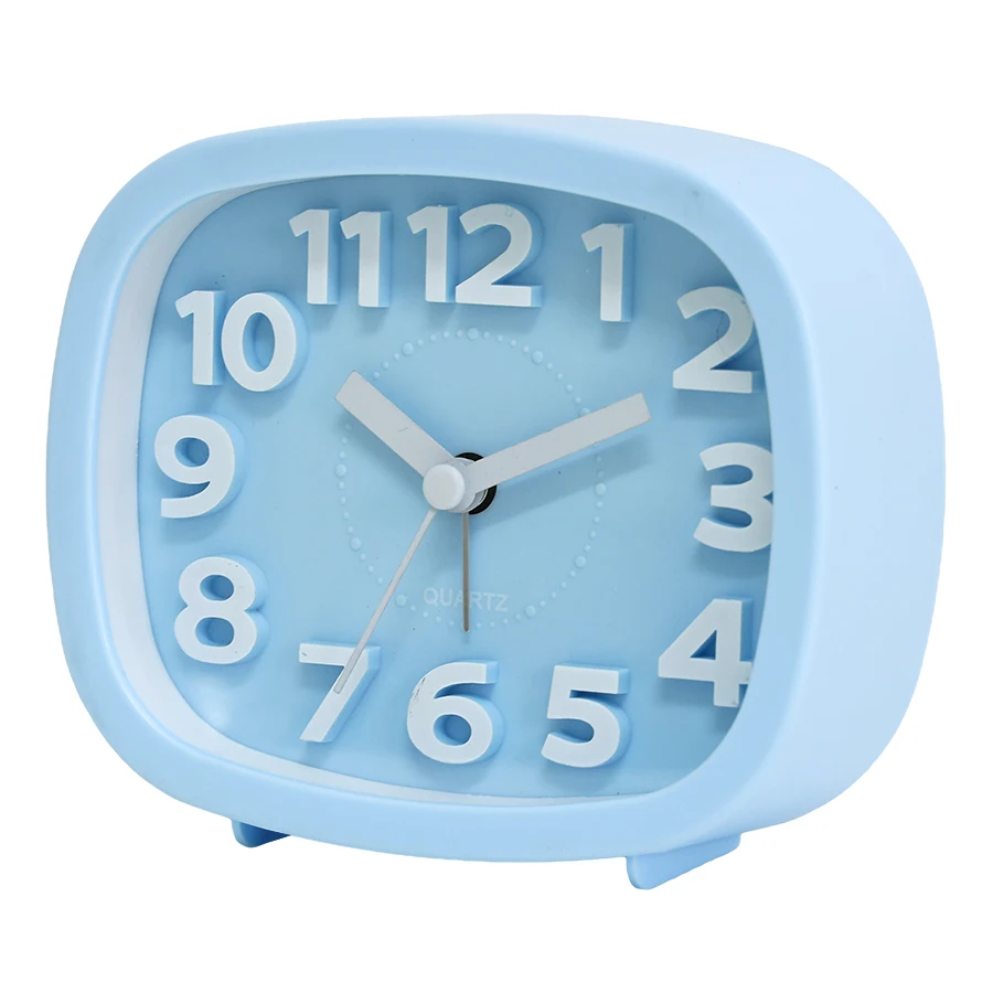 (azul) Reloj Despertador De Cuarzo Cuadrado Simple Para Mesita De Noche Con Dial Digital 3d Creativo, No Requiere Pilas.