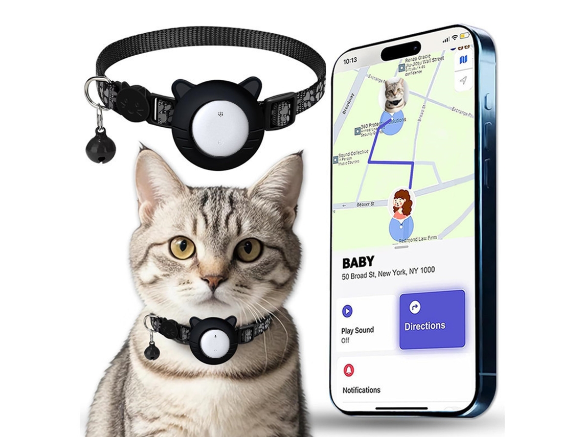 Collar Localizador Para Gatos Pequeños Czhhmart Compatible Con La Función Buscar De Apple (solo Ios) Blanco