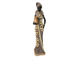 ORIGEN Home Decor Africana Africanas Y Elefantes Beige 36x10x9cm Figura Decorativa de Resina de Alta Calidad BY SIGRIS