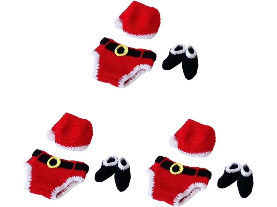 Conjuntos De 9 Piezas Para Bebé: Disfraces De Papá Noel Para Bebé, Ropa De Punto Navideña.