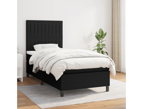 Cama con somier VIDAXL (Negro - Tela - 203 x 90 x 128 cm)