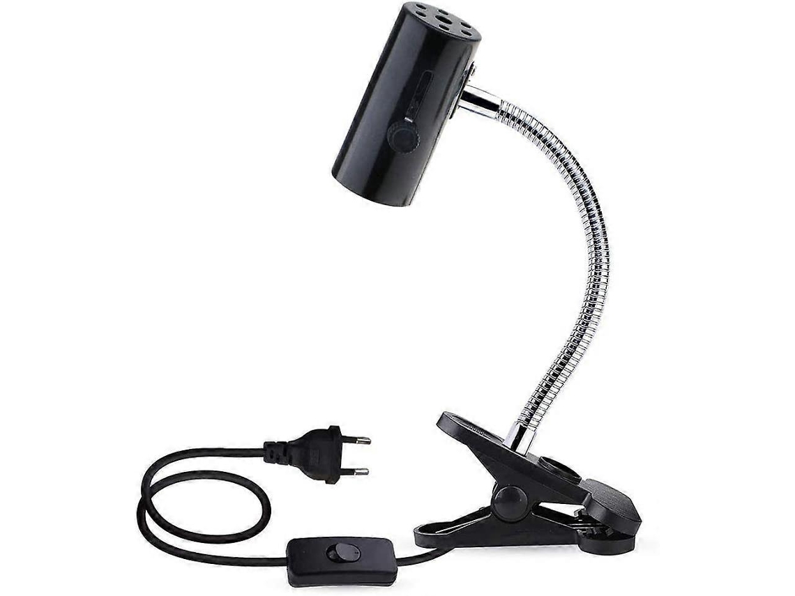 Omni-soporte E27 Con Pinza Y Cable 1.8m, 150w Max, Regulable 360°, Para Reptiles, Pollitos, Cachorros, Terrarios, Invernaderos