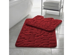 Conjunto Alfombras Baño Pebble Espuma Memoria Absorbente Antideslizante Rojo 2 Piezas 50x80cm Y 50x40cm