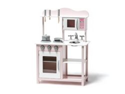 Cocina de Jugar ATAA Madera con Accesorios Rosa (Edad Mínima: 3 Años - 17,5x67x36,2 cm)
