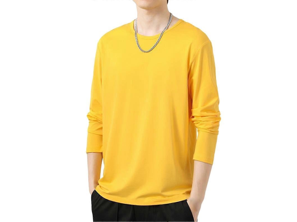 Camiseta Masculina Com Gola Redonda E Manga Longa Para Outono E Inverno, Suave, Poliéster, Casual, Slim