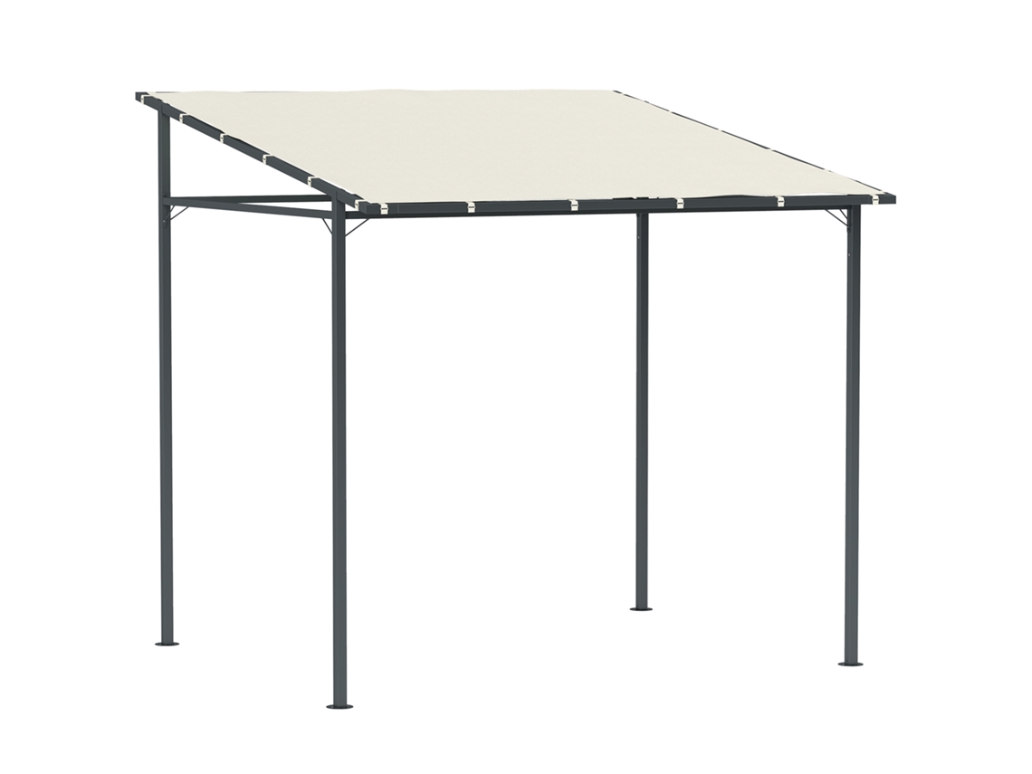 Pérgola de pared de 2,4 x 2,4 m con techo inclinado, protección UV30+ y estructura metálica color crema PMM CAPITALI