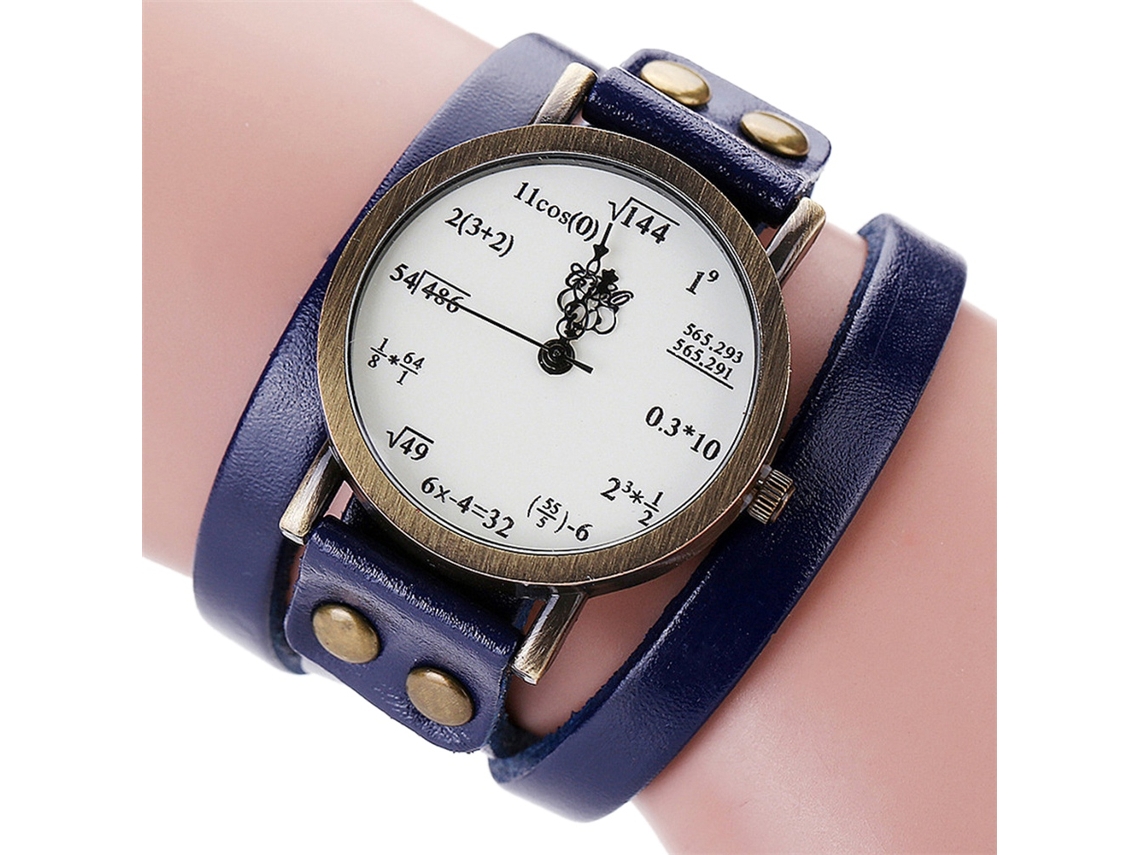 Reloj De Mujer Ccq Con Dial De Fórmulas Matemáticas Multicapa Correa Pu Azul