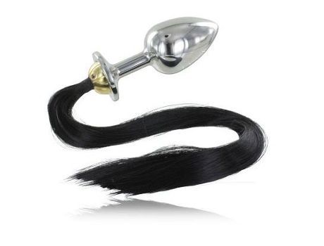 Plug Anal METAL HARD Black Hair Pony (8.89 cm)