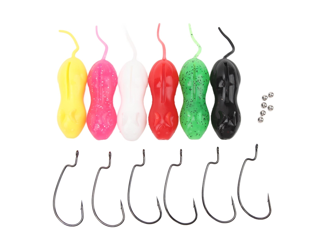 2026rebe-6 Piezas 11cm 16g Señuelos De Pesca Simulación Ratón Tpr Multicolor Para Pesca En Barco Agua Salada