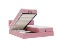 Maison Exclusive - Estructura De Cama Otomana Colchones Terciopelo Rosa 160x200cm