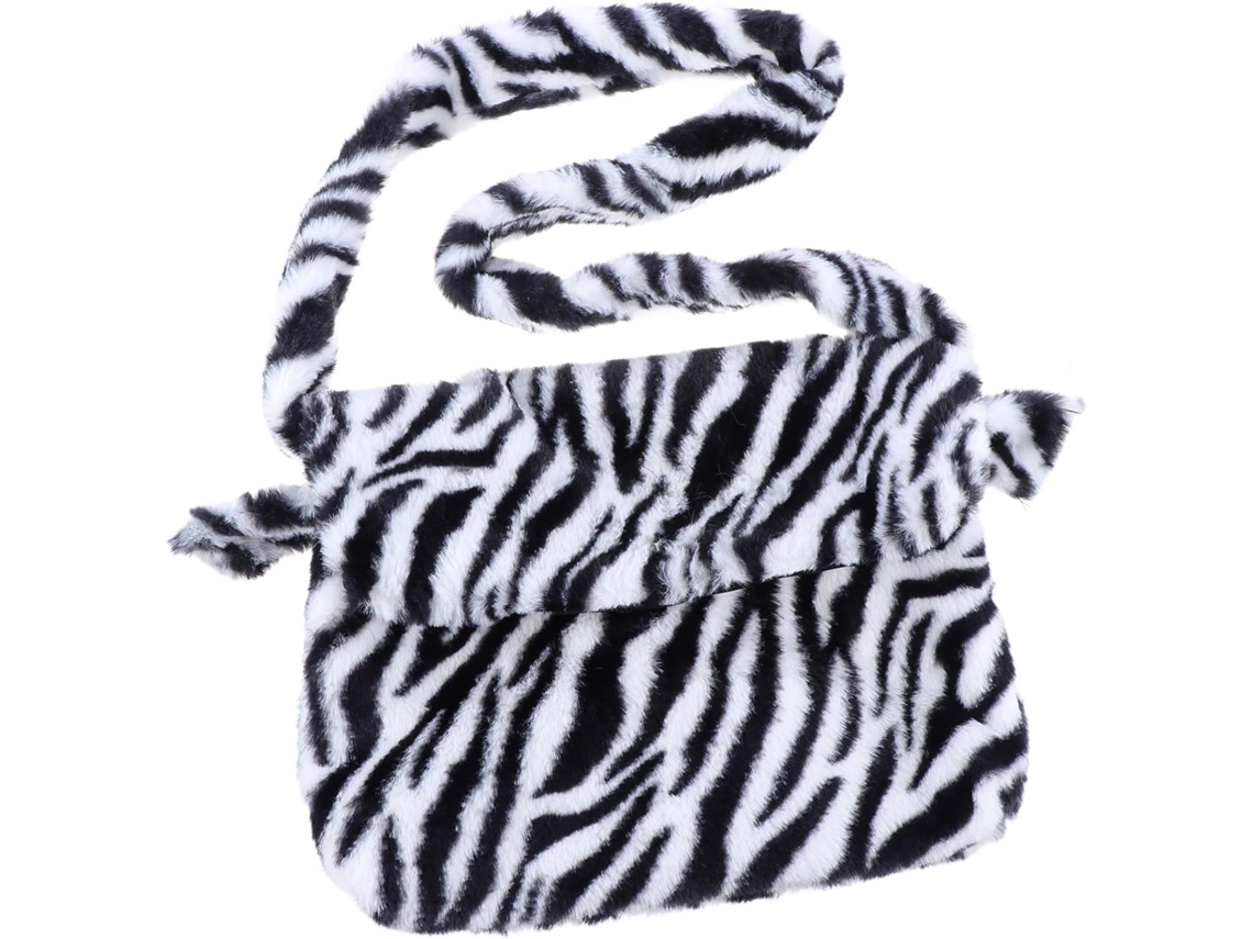 Bolsa Transversal Grande De Pelúcia Com Estampa De Zebra Para Mulheres, Fecho Magnético, Bolsa De Inverno.